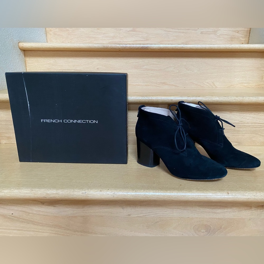 Black Suede Ankle Booties - French Connection